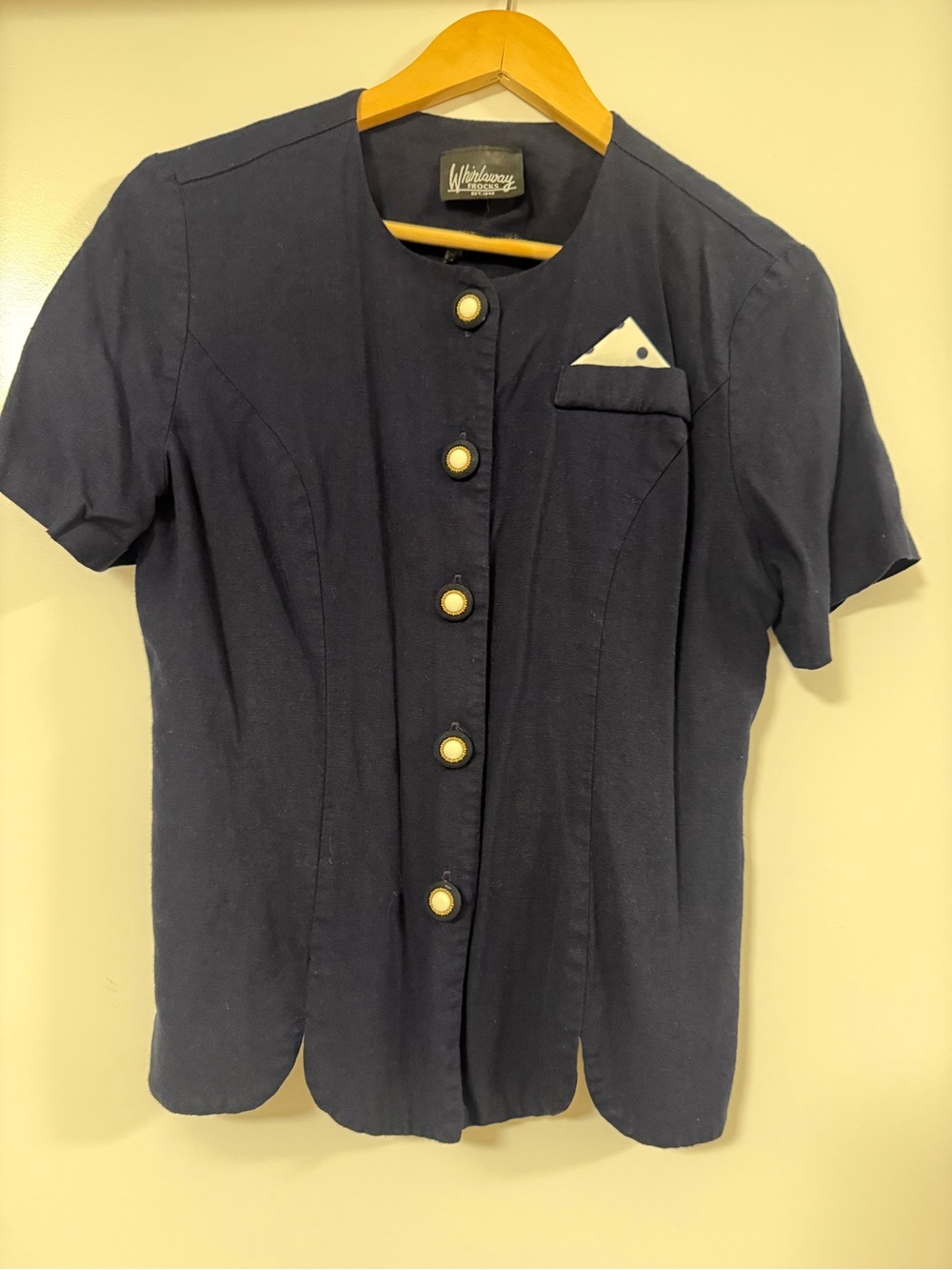 Vintage Whirlaway Frocks Navy Blue Button Front Blouse